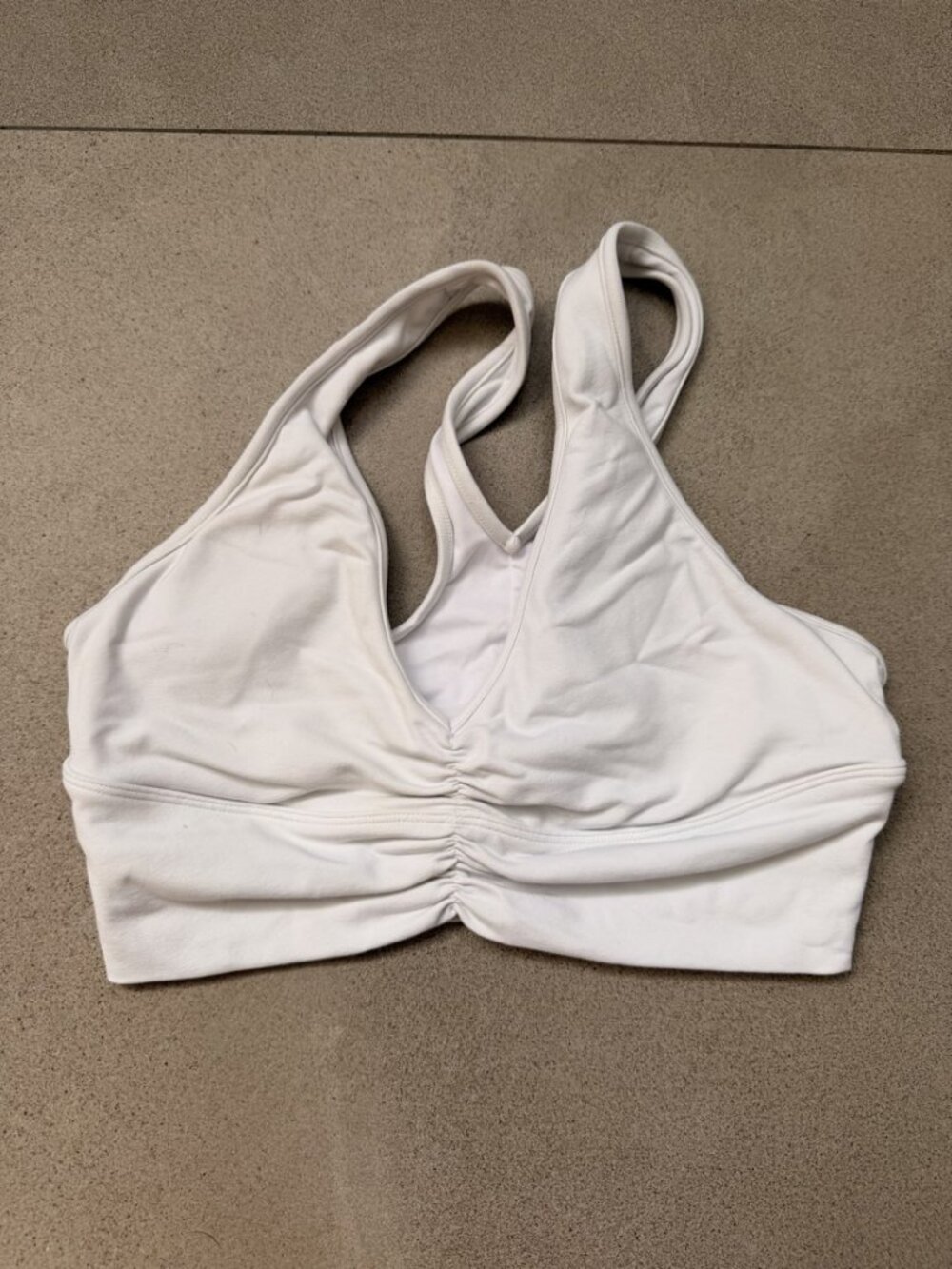 Alo Yoga White Ruched Front Sports Bra Size S